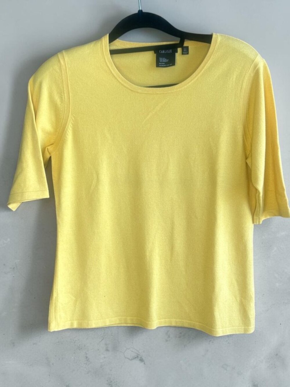 Carlisle Goldenrod Cashmere Silk Blend Short Sleeve Sweater Size Large